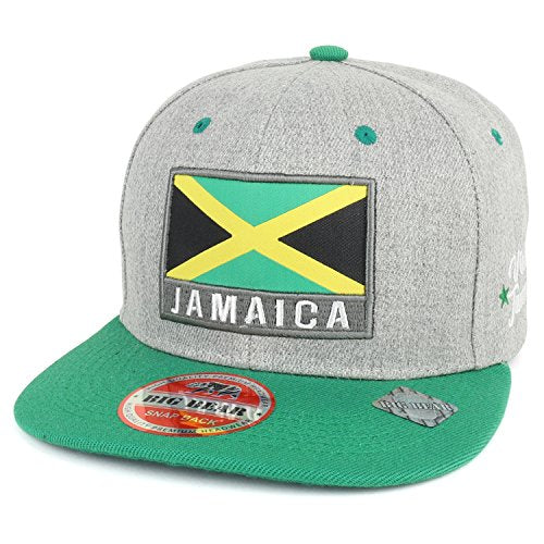Trendy Apparel Shop Viva Jamaica Flag Embroidered Flat Bill Snapback Cap