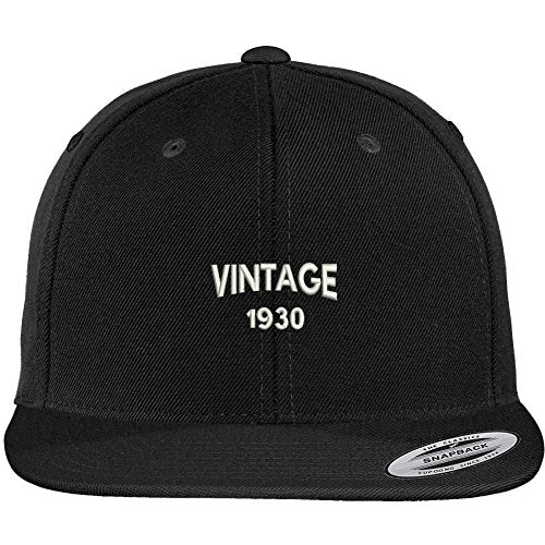Trendy Apparel Shop Small Vintage 1930 Embroidered 89th Birthday Flat Bill Snapback Baseball Cap