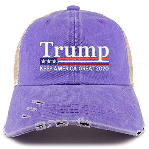 Trendy Apparel Shop Trump Keep America Great 2020 Flag Frayed Bill Trucker Cap
