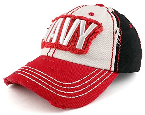 Trendy Apparel Shop Officially Licensed Vintage Frayed Navy Embroidered Unstructured Baseball Cap
