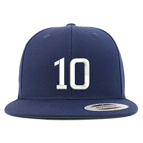 Trendy Apparel Shop Number 10 Embroidered Snapback Flatbill Baseball Cap