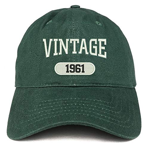 Trendy Apparel Shop 60th Birthday Vintage 1961 Soft Crown Brushed Cotton Cap