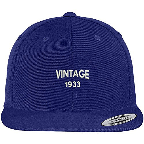 Trendy Apparel Shop Small Vintage 1933 Embroidered 86th Birthday Flat Bill Snapback Baseball Cap