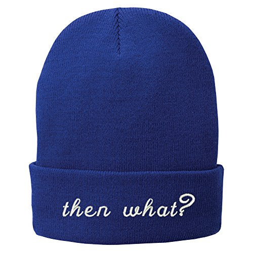 Trendy Apparel Shop Then What? Embroidered Winter Cuff Long Beanie