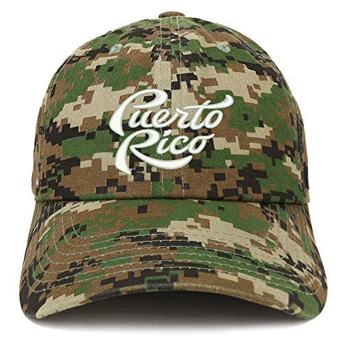 Trendy Apparel Shop Puerto Rico Script Embroidered Soft Crown 100% Brushed Cotton Cap