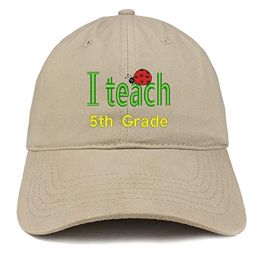 Trendy Apparel Shop I Teach 5th Grade Embroidered Soft Crown 100% Brushed Cotton Cap