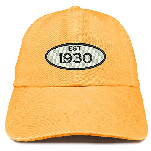 Trendy Apparel Shop Established 1930 Embroidered 91st Birthday Gift Pigment Dyed Washed Cotton Cap