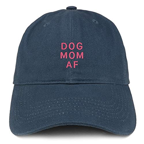 Trendy Apparel Shop Dog Mom Af Pink Embroidered Soft Crown 100% Brushed Cotton Cap