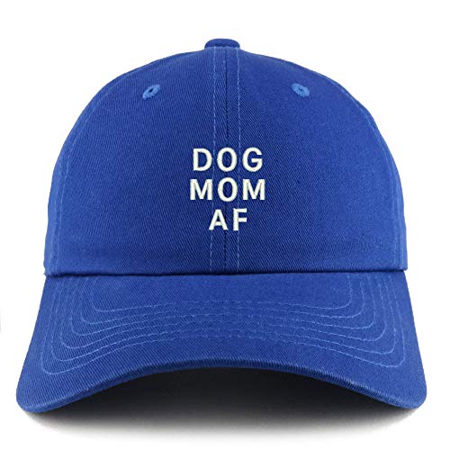 Trendy Apparel Shop Dog Mom AF Embroidered Solid Adjustable Unstructured Hat