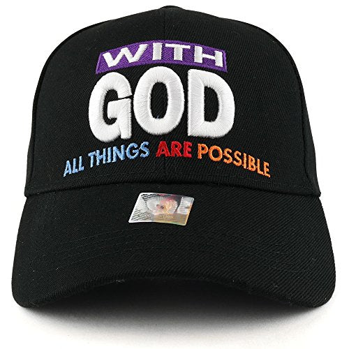 Trendy Apparel Shop with GOD All Things are Possible Embroidered Structured Baseball Cap
