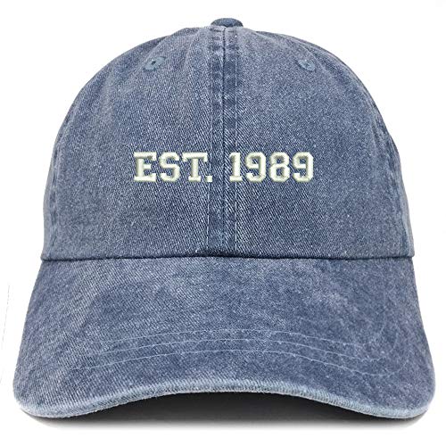 Trendy Apparel Shop EST 1988 Embroidered - 32nd Birthday Gift Pigment Dyed Washed Cap