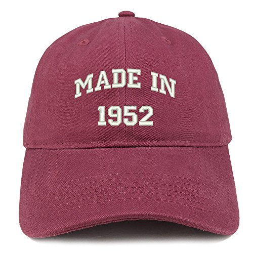 Trendy Apparel Shop Made in 1952 Text Embroidered 69th Birthday Brushed Cotton Cap
