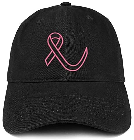 Trendy Apparel Shop Breast Cancer Ribbon Embroidered Soft Brushed Cotton Cap