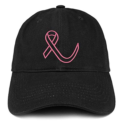 Trendy Apparel Shop Breast Cancer Ribbon Embroidered Soft Brushed Cotton Cap