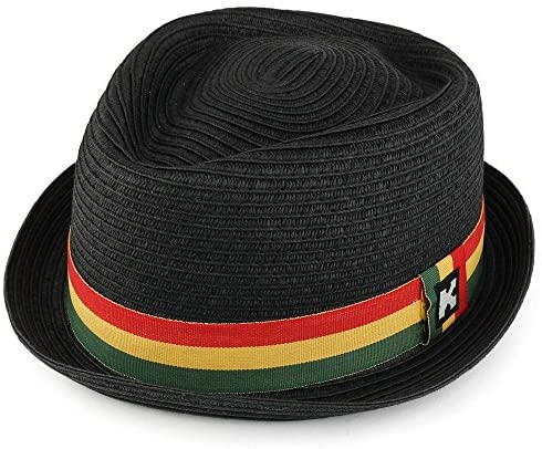 Trendy Apparel Shop Mens Stylish Multicolor Paper Straw Toyo Fedora Hat with Hat Band