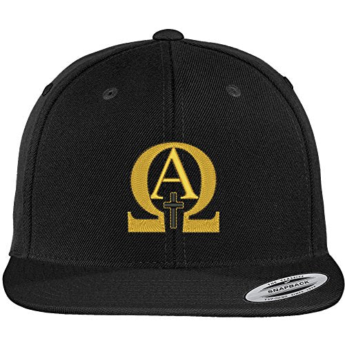 Trendy Apparel Shop Flexfit Original Alpha Omega Embroidered Flat Bill Snapback Cap