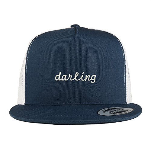 Trendy Apparel Shop Darling Embroidered 5 Panel Flat Bill 2-Tone Trucker Mesh Cap