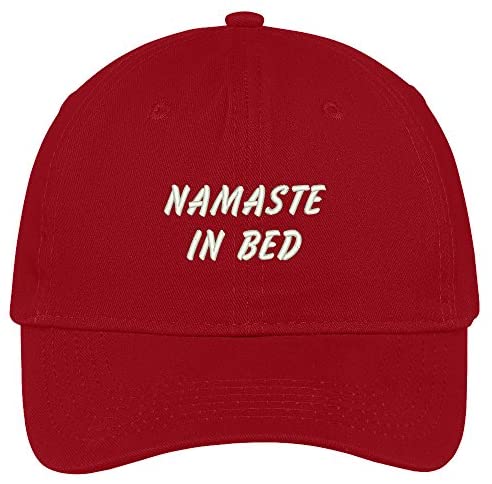 Trendy Apparel Shop Namaste in Bed Embroidered Low Profile Deluxe Cotton Cap Dad Hat