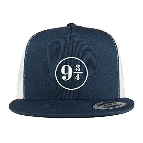 Trendy Apparel Shop Harry Platform Embroidered 5 Panel Flat Bill 2-Tone Trucker Mesh Cap