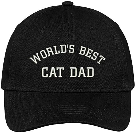 Trendy Apparel Shop World's Best Cat Dad Embroidered Low Profile Deluxe Cotton Cap
