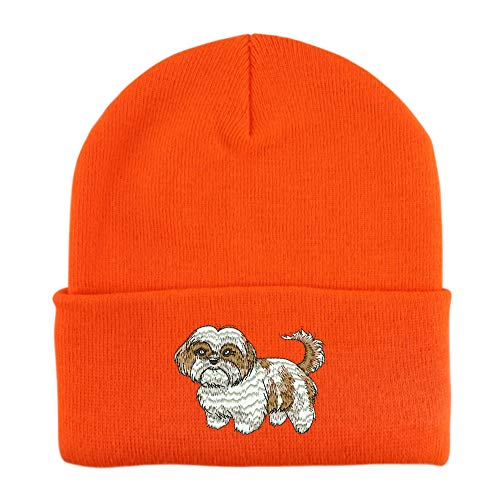 Trendy Apparel Shop Shih Tzu Embroidered Winter Long Cuff Beanie