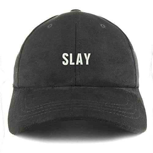 Trendy Apparel Shop Slay Embroidered Faux Suede Leather Adjustable Cap