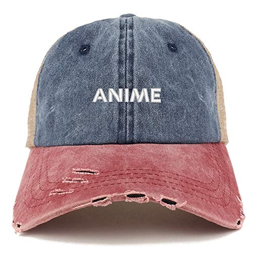 Trendy Apparel Shop Anime Washed Front Mesh Back Frayed Bill Cap