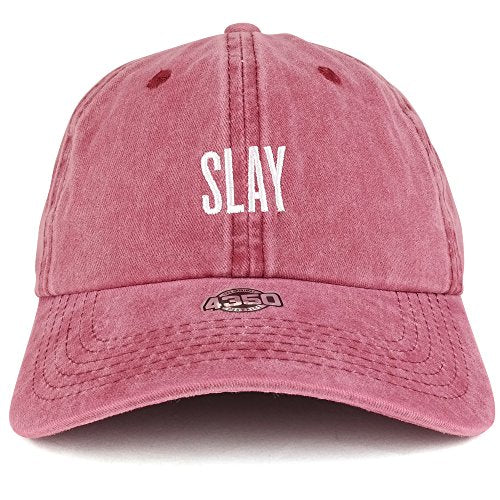 Trendy Apparel Shop Slay Embroidered Pigment Dyed Washed Unstructured Baseball Cap