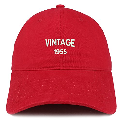 Trendy Apparel Shop Small Vintage 1955 Embroidered 66th Birthday Adjustable Cotton Cap