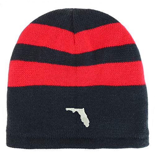 Trendy Apparel Shop Florida State Embroidered Fleece Lined Striped Short Beanie