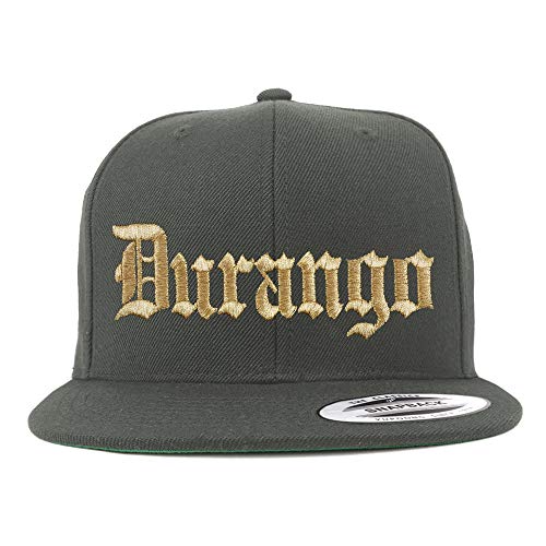 Trendy Apparel Shop Old English Durango Gold Embroidered Flatbill Snapback Baseball Cap