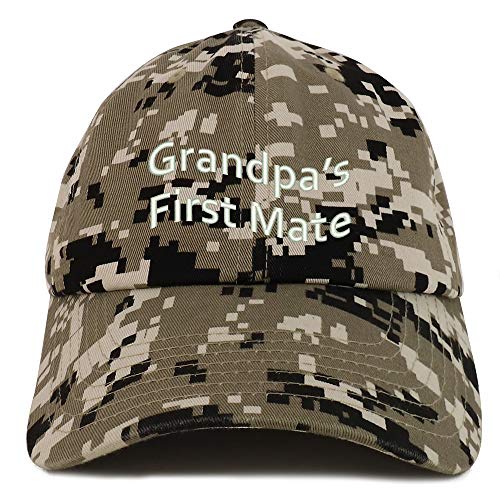 Trendy Apparel Shop Grandpa's First Mate Embroidered Soft Crown 100% Brushed Cotton Cap