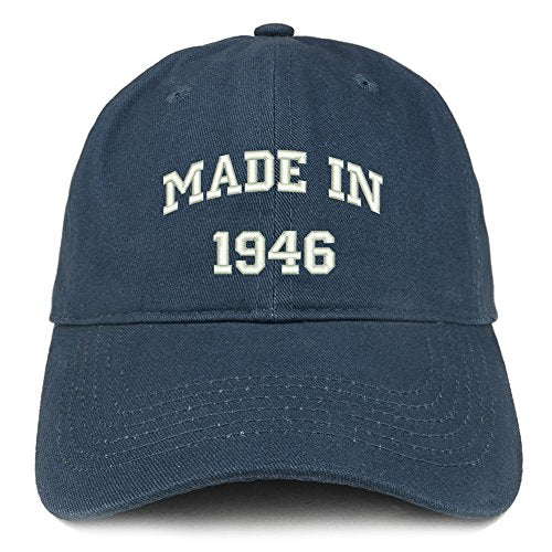 Trendy Apparel Shop Made in 1946 Text Embroidered 75th Birthday Brushed Cotton Cap