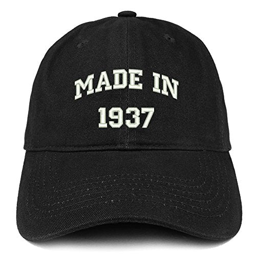 Trendy Apparel Shop Made in 1937 Text Embroidered 84th Birthday Brushed Cotton Cap