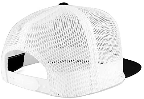 Trendy Apparel Shop Palm Tree Solid White Embroidered 5 Panel Flat Bill 2-Tone Trucker Mesh Cap