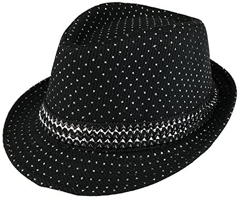 Trendy Apparel Shop Kid's Glitter Polka Dot Print Fedora Hat with Metallic Hat Band