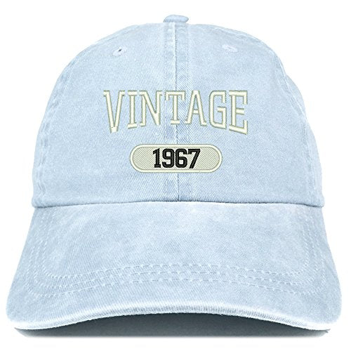 Trendy Apparel Shop Vintage 1967 Embroidered 54th Birthday Soft Crown Washed Cotton Cap