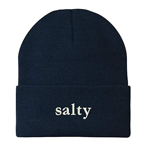 Trendy Apparel Shop Salty Embroidered Winter Long Cuff Beanie