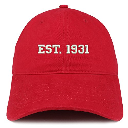 Trendy Apparel Shop EST 1931 Embroidered - 90th Birthday Gift Soft Cotton Baseball Cap