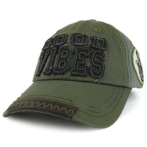 Trendy Apparel Shop Good Vibes 3D Letter Embroidered Two Tone Unstructured Baseball Cap