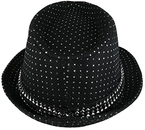 Trendy Apparel Shop Kid's Glitter Polka Dot Print Fedora Hat with Metallic Hat Band