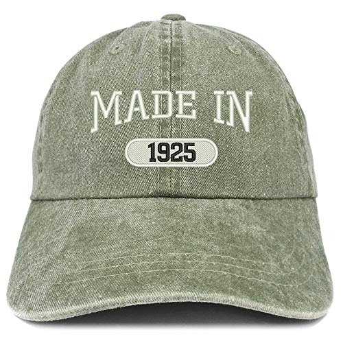 Trendy Apparel Shop Made in 1925 Embroidered 96th Birthday Washed Baseball Cap