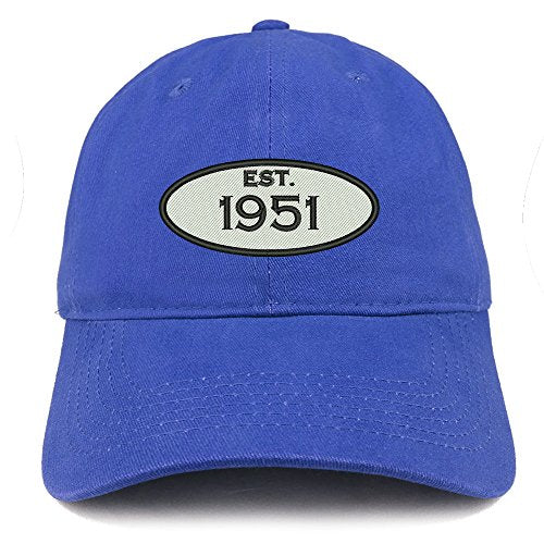 Trendy Apparel Shop Established 1951 Embroidered 70th Birthday Gift Soft Crown Cotton Cap