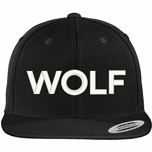 Trendy Apparel Shop Wolf Embroidered Flat Bill Snapback Ball Cap