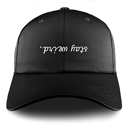 Trendy Apparel Shop Stay Weird Embroidered Structured Satin Adjustable Cap