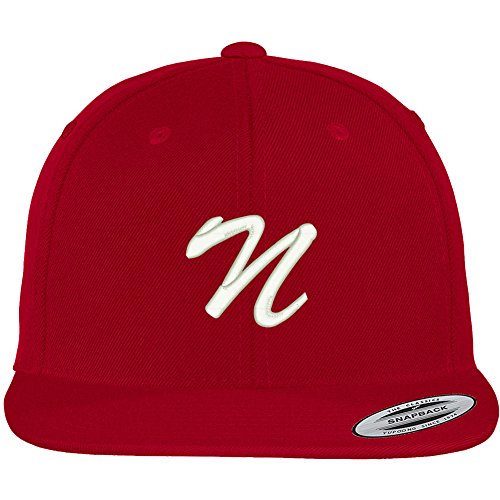 Trendy Apparel Shop Letter N Brushed Script Embroidered Flat Bill Snapback Baseball Cap