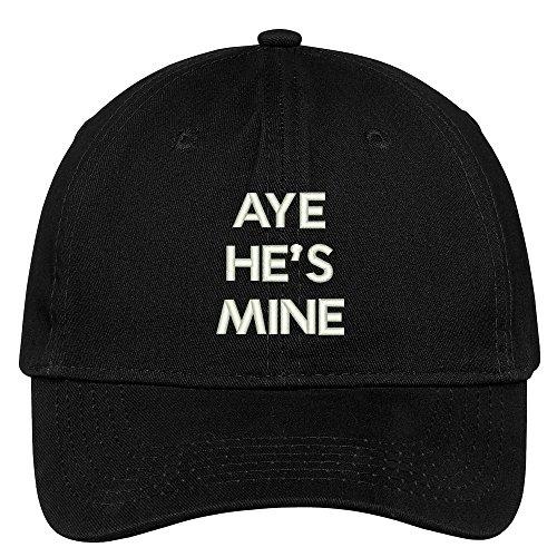 Trendy Apparel Shop Aye He's Mine Embroidered Low Profile Deluxe Cotton Cap Dad Hat