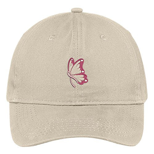 Trendy Apparel Shop Fight Cancer Butterfly Embroidered Low Profile Soft Cotton Brushed Baseball Cap