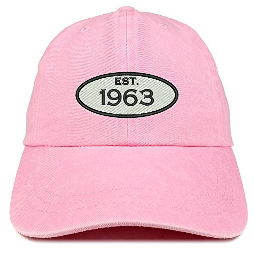 Trendy Apparel Shop Established 1963 Embroidered 58th Birthday Gift Pigment Dyed Washed Cotton Cap