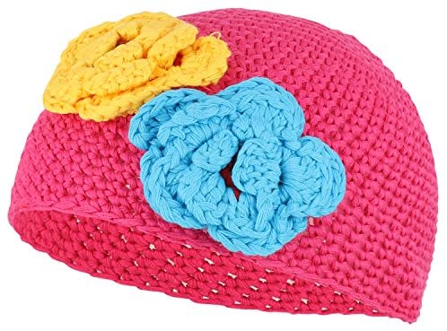 Trendy Apparel Shop Baby Infant Cotton Crochet Beanie Hat with Crocheted Flowers